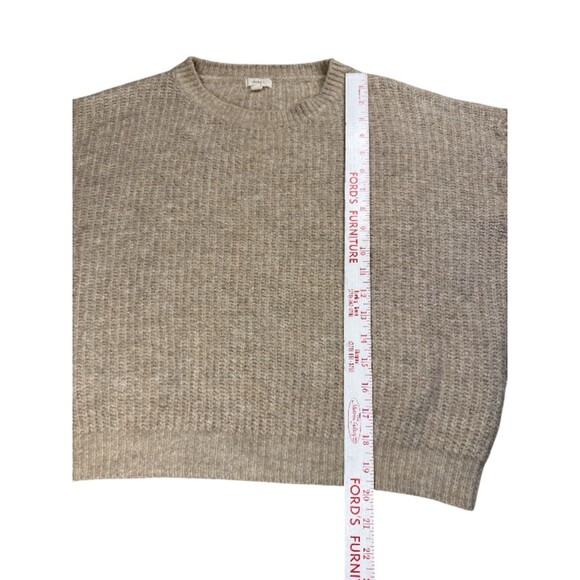 DEBUT Oatmeal Beige Knit Sweater Puffy Crocodile Stitch Sleeves Medium Cropped - Picture 5 of 8